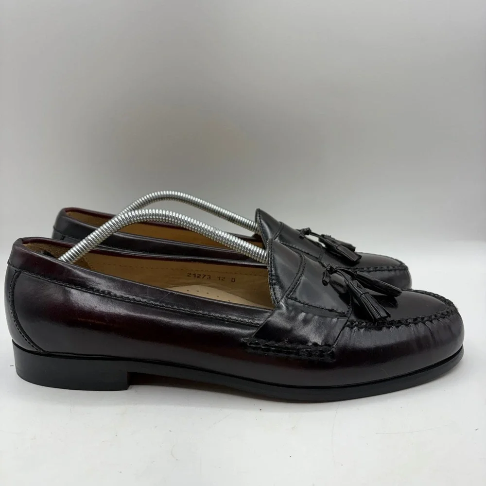 Kirkland Signature Mens Burgundy‎ Leather Tassel Loafers Size 12 D 21273 Brazil